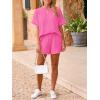 imageImily Bela Womens 2 Piece Outfits 2025 Oversized Summer Short Sets Casual Beach Ribbed Short Sleeve Matching SetRose Red