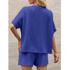 imageImily Bela Womens 2 Piece Outfits 2025 Oversized Summer Short Sets Casual Beach Ribbed Short Sleeve Matching SetRoyal Blue