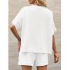 imageImily Bela Womens 2 Piece Outfits 2025 Oversized Summer Short Sets Casual Beach Ribbed Short Sleeve Matching SetWhite