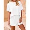 imageImily Bela Womens 2 Piece Outfits 2025 Oversized Summer Short Sets Casual Beach Ribbed Short Sleeve Matching SetWhite