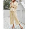 imageImily Bela Womens 2 Piece Outfits Sweatsuit Long Sleeve Lapel V Neck Shirt and Wide Leg Pants 2025 Fall Trendy TracksuitBeige