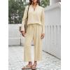 imageImily Bela Womens 2 Piece Outfits Sweatsuit Long Sleeve Lapel V Neck Shirt and Wide Leg Pants 2025 Fall Trendy TracksuitBeige
