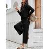 imageImily Bela Womens 2 Piece Outfits Sweatsuit Long Sleeve Lapel V Neck Shirt and Wide Leg Pants 2025 Fall Trendy TracksuitBlack
