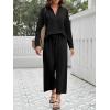 imageImily Bela Womens 2 Piece Outfits Sweatsuit Long Sleeve Lapel V Neck Shirt and Wide Leg Pants 2025 Fall Trendy TracksuitBlack