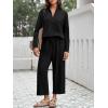 imageImily Bela Womens 2 Piece Outfits Sweatsuit Long Sleeve Lapel V Neck Shirt and Wide Leg Pants 2025 Fall Trendy TracksuitBlack