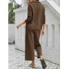 imageImily Bela Womens 2 Piece Outfits Sweatsuit Long Sleeve Lapel V Neck Shirt and Wide Leg Pants 2025 Fall Trendy TracksuitBrown