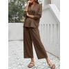 imageImily Bela Womens 2 Piece Outfits Sweatsuit Long Sleeve Lapel V Neck Shirt and Wide Leg Pants 2025 Fall Trendy TracksuitBrown