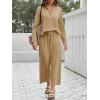 imageImily Bela Womens 2 Piece Outfits Sweatsuit Long Sleeve Lapel V Neck Shirt and Wide Leg Pants 2025 Fall Trendy TracksuitKhaki