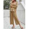 imageImily Bela Womens 2 Piece Outfits Sweatsuit Long Sleeve Lapel V Neck Shirt and Wide Leg Pants 2025 Fall Trendy TracksuitKhaki