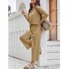 imageImily Bela Womens 2 Piece Outfits Sweatsuit Long Sleeve Lapel V Neck Shirt and Wide Leg Pants 2025 Fall Trendy TracksuitKhaki