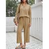 imageImily Bela Womens 2 Piece Outfits Sweatsuit Long Sleeve Lapel V Neck Shirt and Wide Leg Pants 2025 Fall Trendy TracksuitKhaki