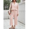 imageImily Bela Womens 2 Piece Outfits Sweatsuit Long Sleeve Lapel V Neck Shirt and Wide Leg Pants 2025 Fall Trendy TracksuitLight Pink