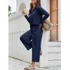 imageImily Bela Womens 2 Piece Outfits Sweatsuit Long Sleeve Lapel V Neck Shirt and Wide Leg Pants 2025 Fall Trendy TracksuitNavy