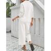 imageImily Bela Womens 2 Piece Outfits Sweatsuit Long Sleeve Lapel V Neck Shirt and Wide Leg Pants 2025 Fall Trendy TracksuitWhite