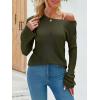 imageImily Bela Womens Boat Neck Shirts Long Sleeve Lightweight Knit Pullover Sweaters Casual Sheer Blouse TopsArmy Green