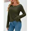 imageImily Bela Womens Boat Neck Shirts Long Sleeve Lightweight Knit Pullover Sweaters Casual Sheer Blouse TopsArmy Green