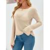 imageImily Bela Womens Boat Neck Shirts Long Sleeve Lightweight Knit Pullover Sweaters Casual Sheer Blouse TopsBeige
