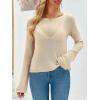 imageImily Bela Womens Boat Neck Shirts Long Sleeve Lightweight Knit Pullover Sweaters Casual Sheer Blouse TopsBeige