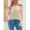 imageImily Bela Womens Boat Neck Shirts Long Sleeve Lightweight Knit Pullover Sweaters Casual Sheer Blouse TopsBeige