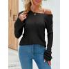 imageImily Bela Womens Boat Neck Shirts Long Sleeve Lightweight Knit Pullover Sweaters Casual Sheer Blouse TopsBlack