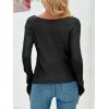 imageImily Bela Womens Boat Neck Shirts Long Sleeve Lightweight Knit Pullover Sweaters Casual Sheer Blouse TopsBlack