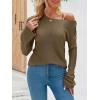 imageImily Bela Womens Boat Neck Shirts Long Sleeve Lightweight Knit Pullover Sweaters Casual Sheer Blouse TopsCoffee