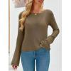 imageImily Bela Womens Boat Neck Shirts Long Sleeve Lightweight Knit Pullover Sweaters Casual Sheer Blouse TopsCoffee