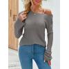 imageImily Bela Womens Boat Neck Shirts Long Sleeve Lightweight Knit Pullover Sweaters Casual Sheer Blouse TopsGrey