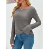 imageImily Bela Womens Boat Neck Shirts Long Sleeve Lightweight Knit Pullover Sweaters Casual Sheer Blouse TopsGrey