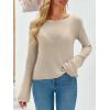 imageImily Bela Womens Boat Neck Shirts Long Sleeve Lightweight Knit Pullover Sweaters Casual Sheer Blouse TopsKhaki