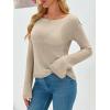 imageImily Bela Womens Boat Neck Shirts Long Sleeve Lightweight Knit Pullover Sweaters Casual Sheer Blouse TopsKhaki