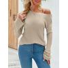 imageImily Bela Womens Boat Neck Shirts Long Sleeve Lightweight Knit Pullover Sweaters Casual Sheer Blouse TopsKhaki