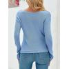 imageImily Bela Womens Boat Neck Shirts Long Sleeve Lightweight Knit Pullover Sweaters Casual Sheer Blouse TopsLight Blue