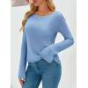 imageImily Bela Womens Boat Neck Shirts Long Sleeve Lightweight Knit Pullover Sweaters Casual Sheer Blouse TopsLight Blue
