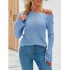 imageImily Bela Womens Boat Neck Shirts Long Sleeve Lightweight Knit Pullover Sweaters Casual Sheer Blouse TopsLight Blue