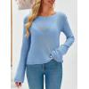 imageImily Bela Womens Boat Neck Shirts Long Sleeve Lightweight Knit Pullover Sweaters Casual Sheer Blouse TopsLight Blue