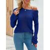 imageImily Bela Womens Boat Neck Shirts Long Sleeve Lightweight Knit Pullover Sweaters Casual Sheer Blouse TopsNavy