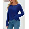imageImily Bela Womens Boat Neck Shirts Long Sleeve Lightweight Knit Pullover Sweaters Casual Sheer Blouse TopsNavy