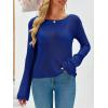 imageImily Bela Womens Boat Neck Shirts Long Sleeve Lightweight Knit Pullover Sweaters Casual Sheer Blouse TopsNavy
