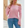 imageImily Bela Womens Boat Neck Shirts Long Sleeve Lightweight Knit Pullover Sweaters Casual Sheer Blouse TopsPink
