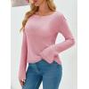 imageImily Bela Womens Boat Neck Shirts Long Sleeve Lightweight Knit Pullover Sweaters Casual Sheer Blouse TopsPink