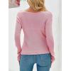 imageImily Bela Womens Boat Neck Shirts Long Sleeve Lightweight Knit Pullover Sweaters Casual Sheer Blouse TopsPink
