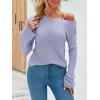 imageImily Bela Womens Boat Neck Shirts Long Sleeve Lightweight Knit Pullover Sweaters Casual Sheer Blouse TopsPurple