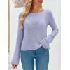 imageImily Bela Womens Boat Neck Shirts Long Sleeve Lightweight Knit Pullover Sweaters Casual Sheer Blouse TopsPurple