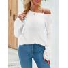 imageImily Bela Womens Boat Neck Shirts Long Sleeve Lightweight Knit Pullover Sweaters Casual Sheer Blouse TopsWhite
