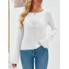 imageImily Bela Womens Boat Neck Shirts Long Sleeve Lightweight Knit Pullover Sweaters Casual Sheer Blouse TopsWhite