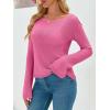 imageImily Bela Womens Boat Neck Shirts Long Sleeve Lightweight Knit Pullover Sweaters Casual Sheer Blouse TopsWine Red