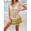 imageImily Bela Womens Crochet Swim Cover Up 2025 Swimsuits V Neck Swimwear Summer Bathing Suit Mesh Mini Dresses Beach ClothesBeige