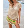 imageImily Bela Womens Crochet Swim Cover Up 2025 Swimsuits V Neck Swimwear Summer Bathing Suit Mesh Mini Dresses Beach ClothesBeige