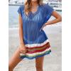 imageImily Bela Womens Crochet Swim Cover Up 2025 Swimsuits V Neck Swimwear Summer Bathing Suit Mesh Mini Dresses Beach ClothesBlue
